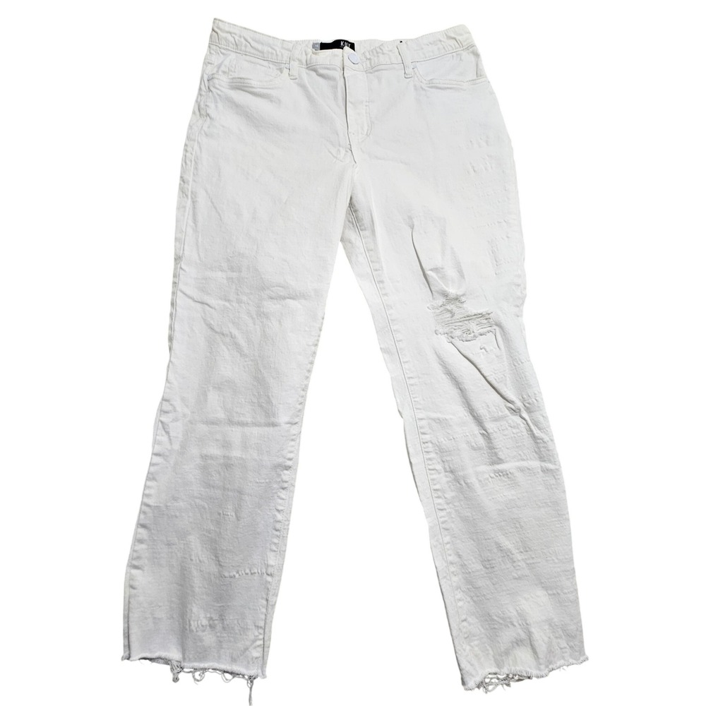 Kut from the Kloth Reese Straight Leg Jeans Womens 14 White Distressed KP1558MA6